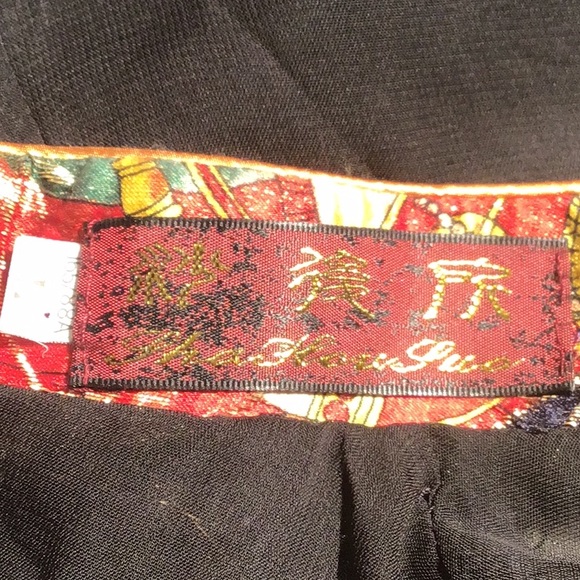 Asian high neck sleeveless blouse gold thread black L - Picture 6 of 10